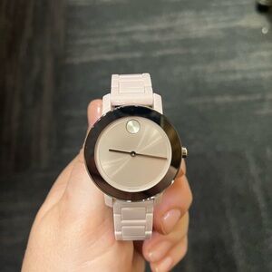 Pink Ceramic Watch with Black Bezel